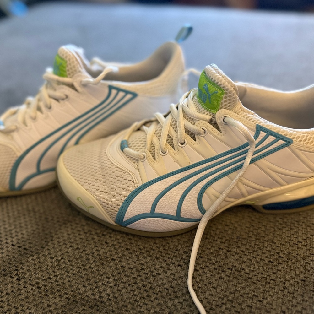 Puma— White and Blue Sneakers